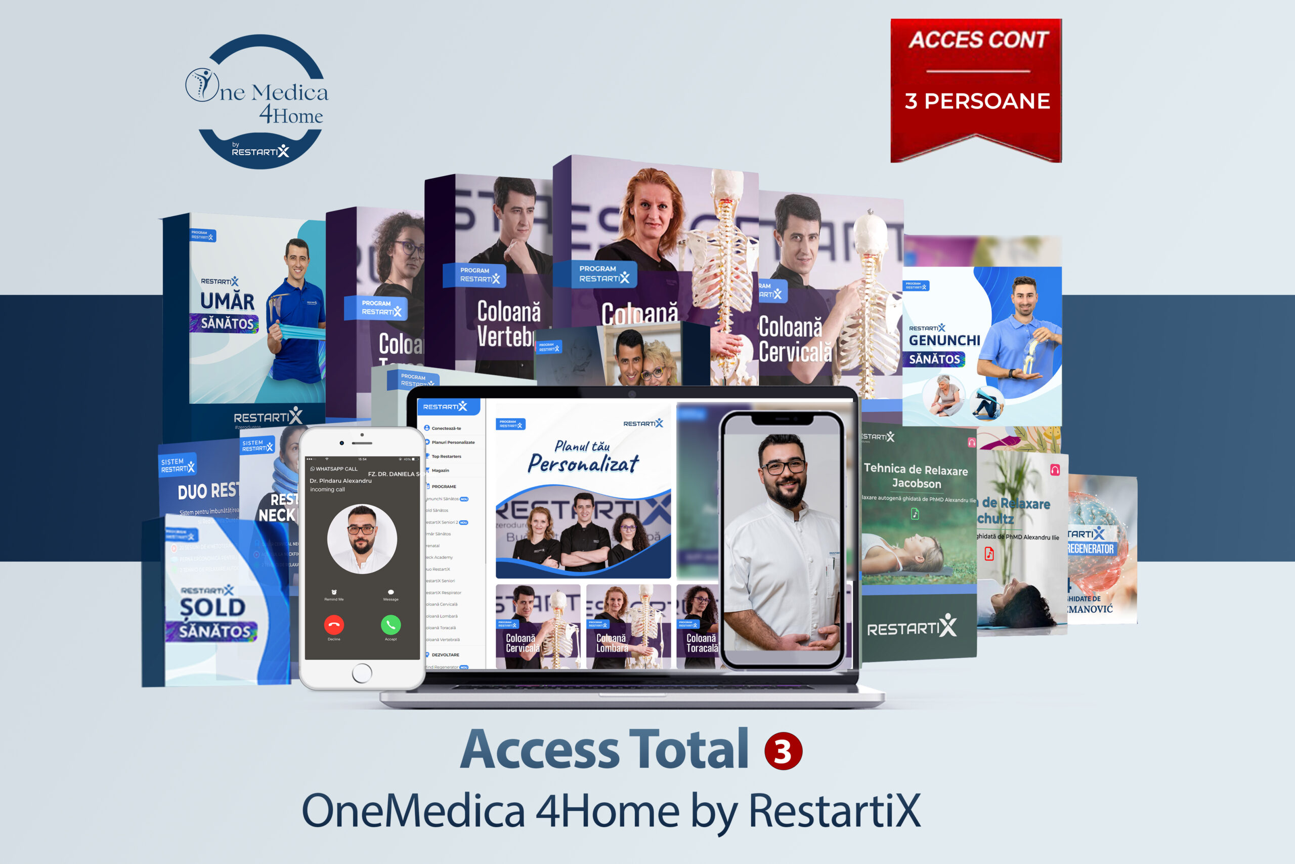 Pachet OneMedica4Home by RestartiX Acces Total - 3 persoane